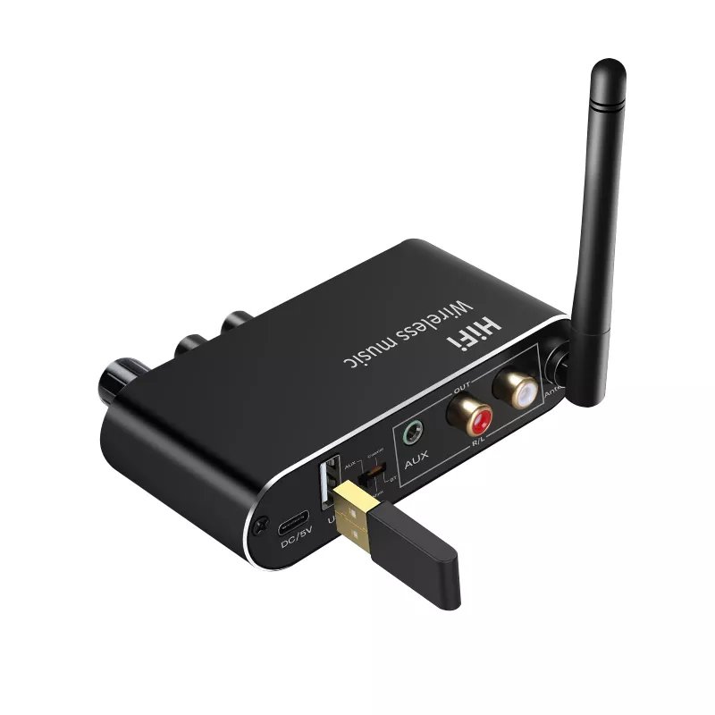 T01 Aluminum Alloy Bluetooth Aux Receiver DAC Converter Audio Digital Analog Adapter With USB Memory Stick Playback
